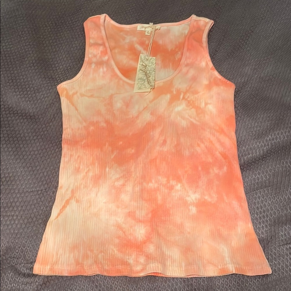 Mystree Pink Tie-Dye Tank Top with Crew Neck
